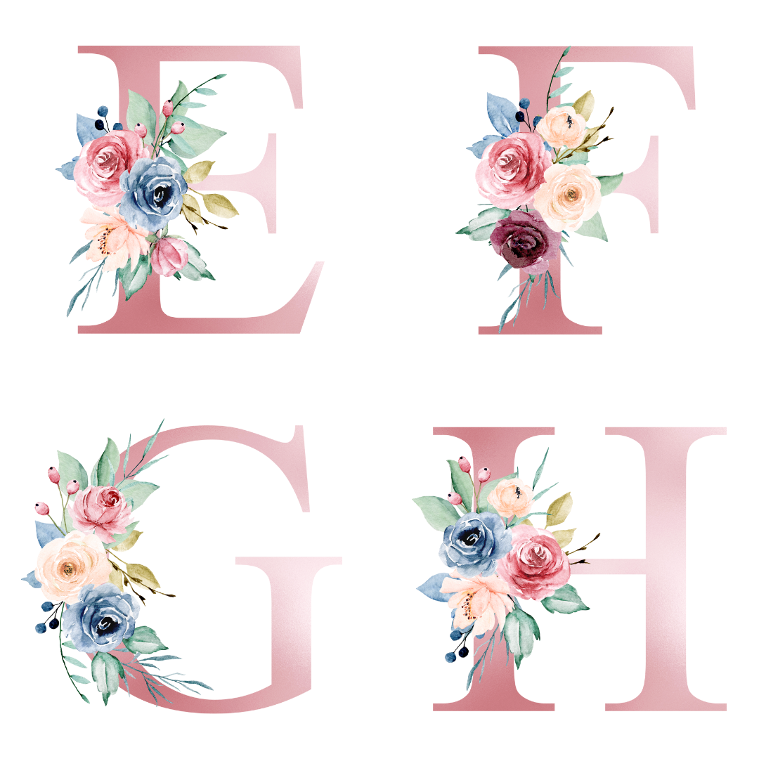 Personalised Floral Initial Mug including name