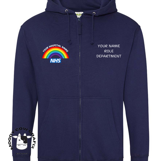 Custom design Zip up Hoodie - Rainbow / Badge