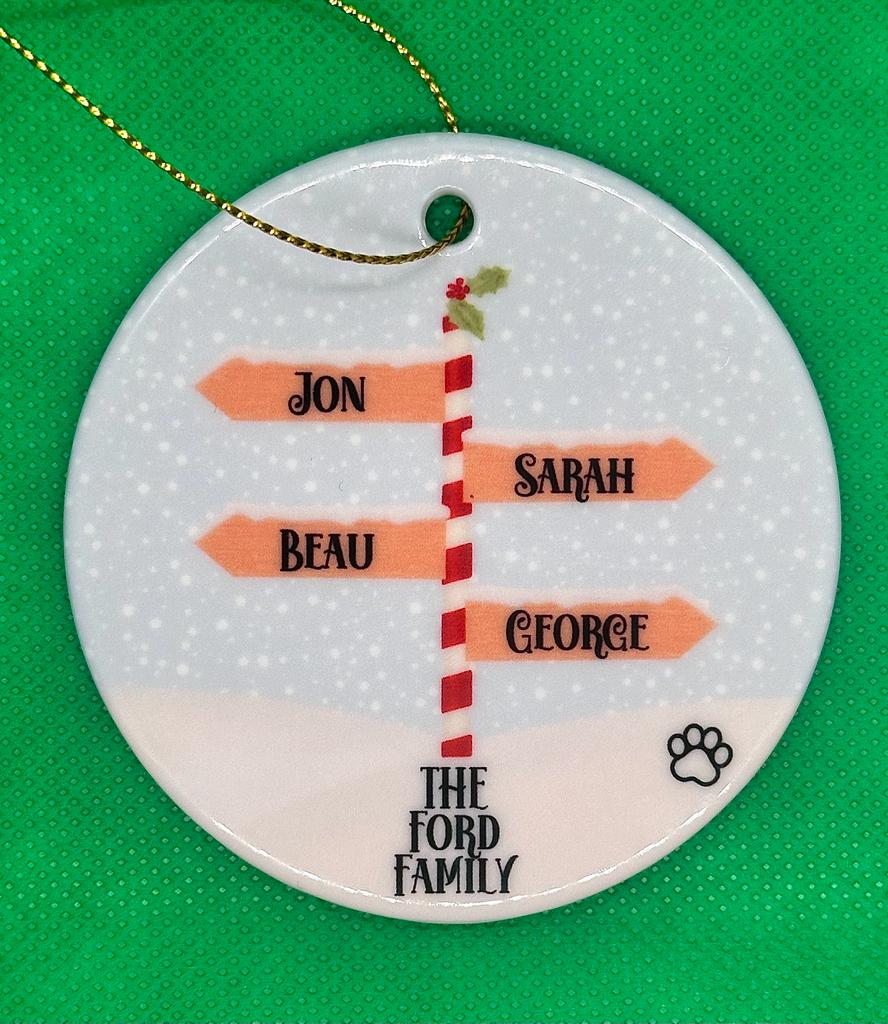 Personalised Signpost Ornament.