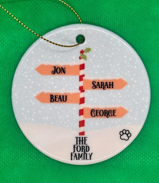 Personalised Signpost Ornament.