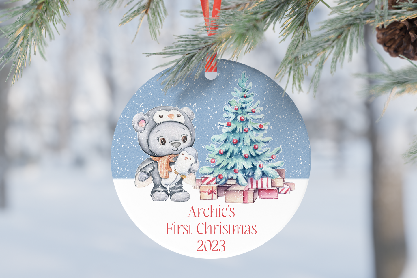 Personalised Cute Bear Ornament.