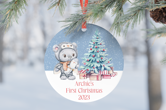 Personalised Cute Bear Ornament.