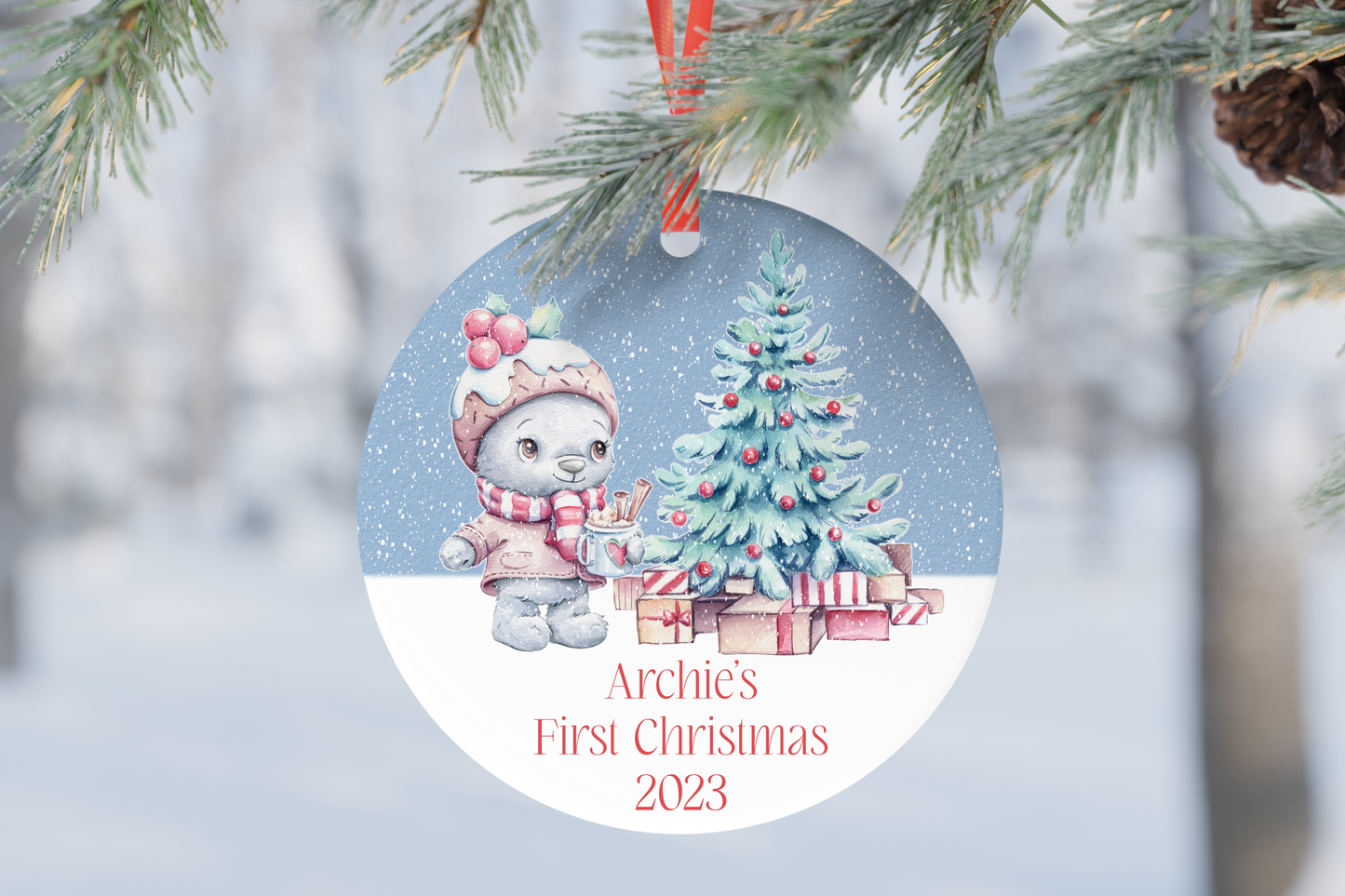 Personalised Cute Bear Ornament.