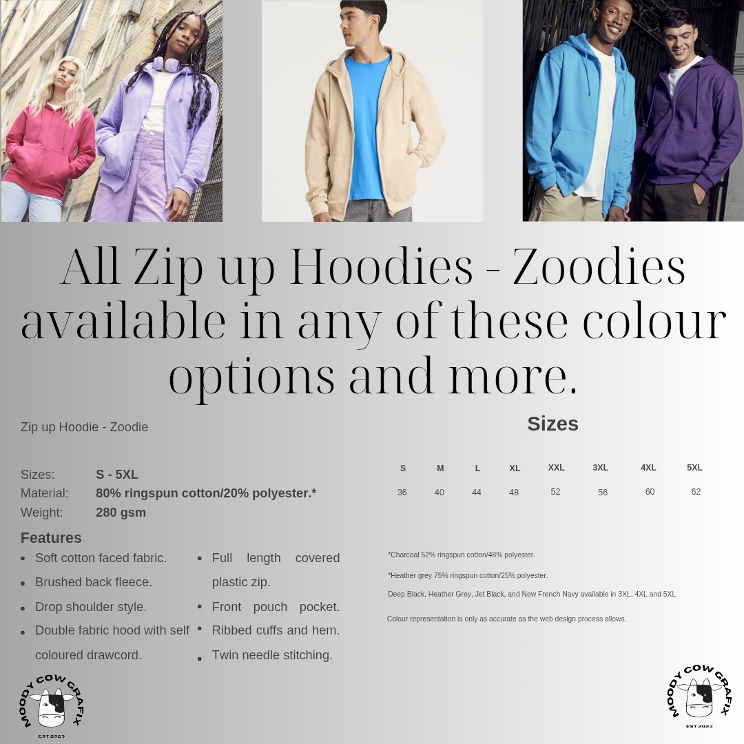 *CUSTOM ORDER* - Custom Design Unisex Zip up Hoodie - Zoodie - The Circus - Summer 2026.
