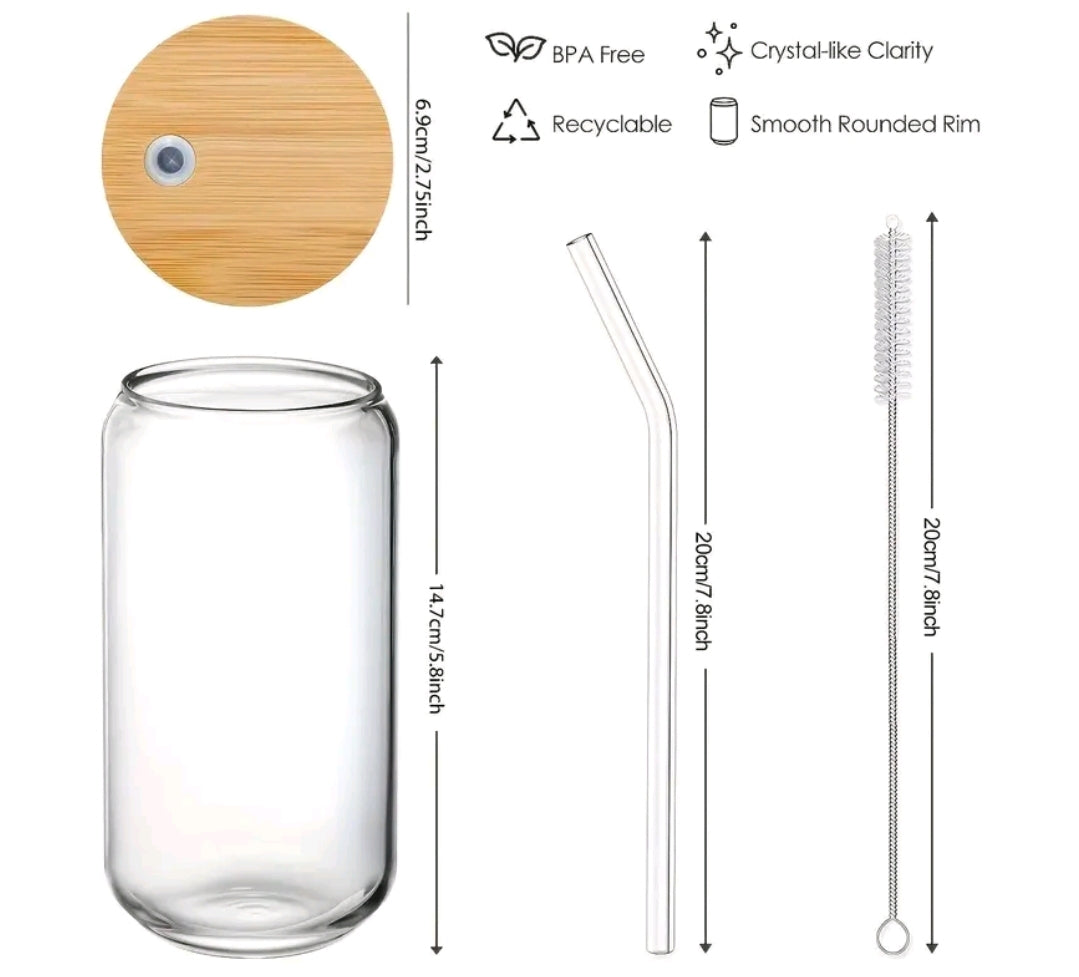 'For Fox Sake' Personalised Libbey Can Glass with lid and straw.