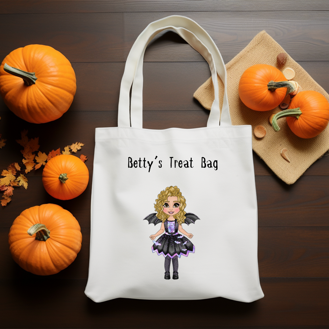 Personalised 'Betty the Bat Witch' Halloween Tote Bag