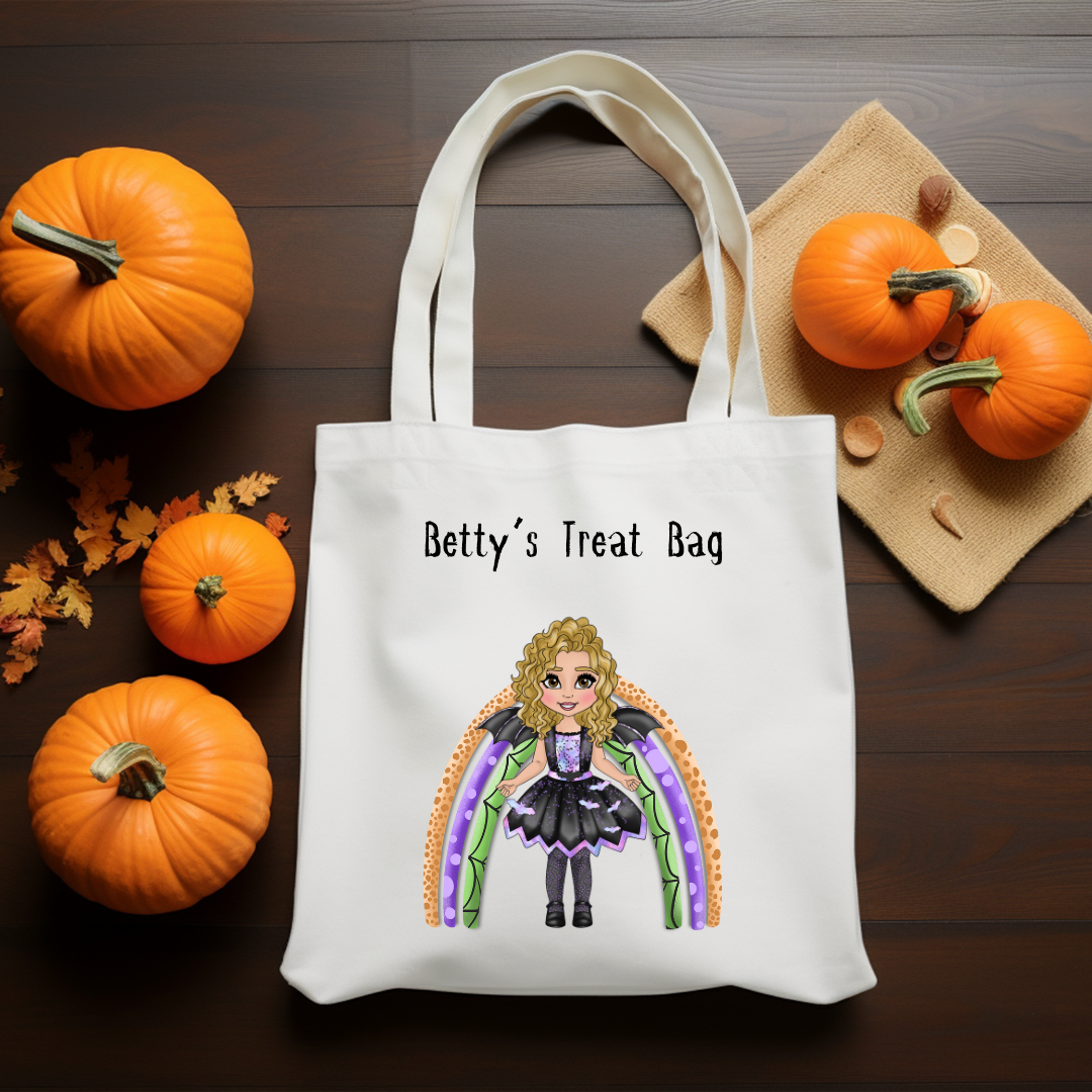 Personalised 'Betty the Bat Witch' Halloween Tote Bag
