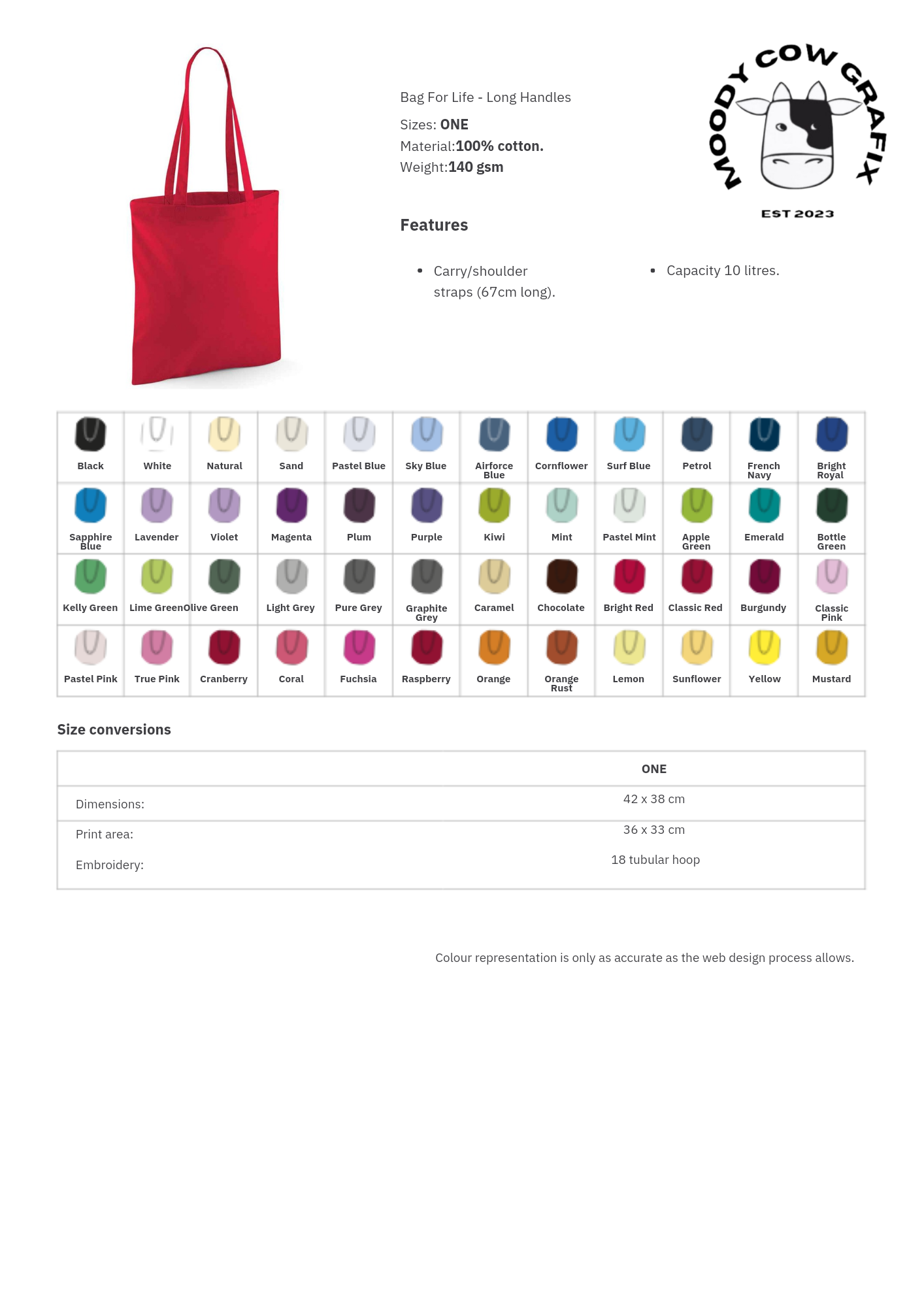 Personalised / Custom Design bag for life with long handles.