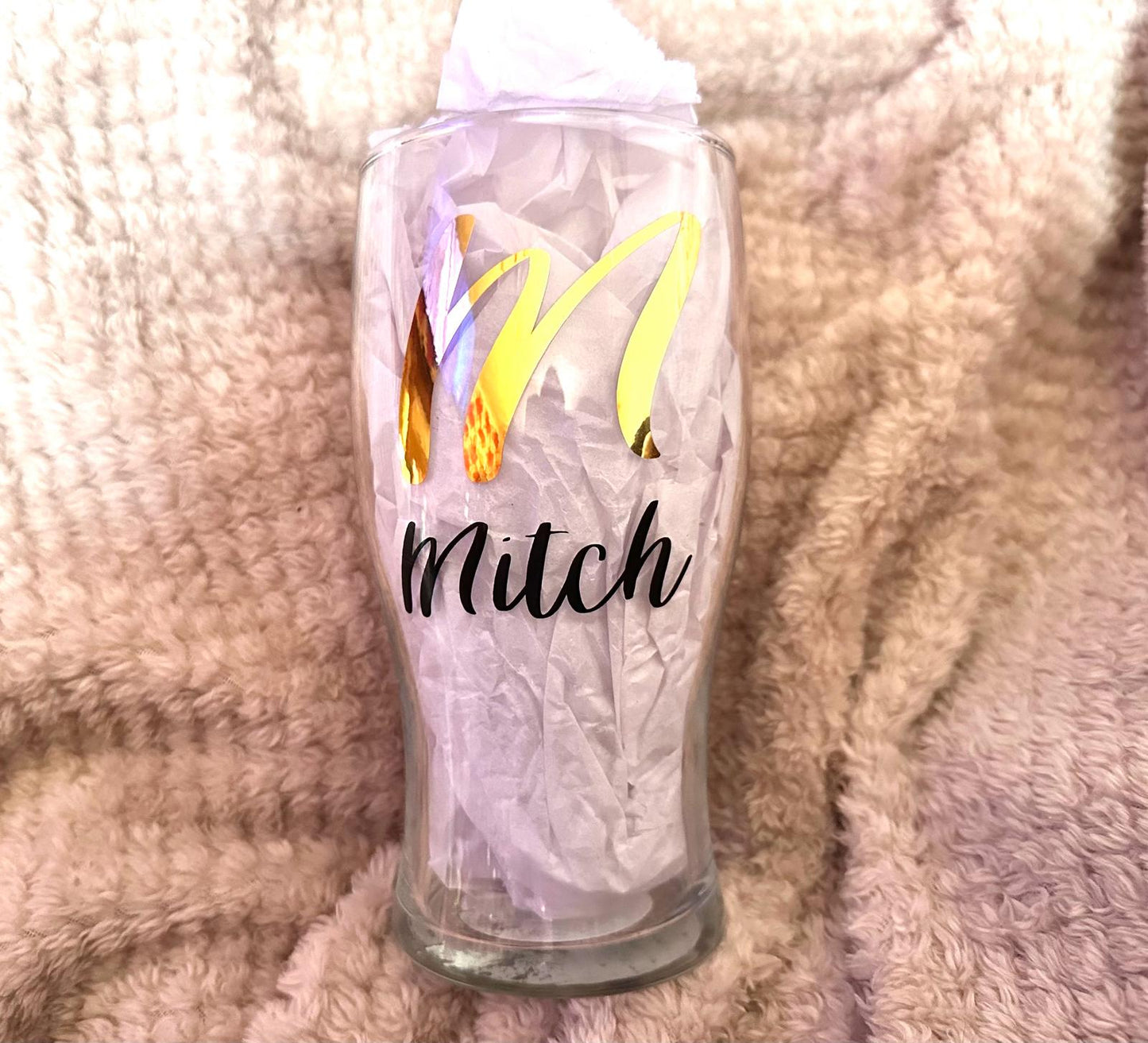 Personalised Birthday pint glass glass - 18th, 21st, 30th, 40th etc. Any age available -  perfect gifts for birthdays.