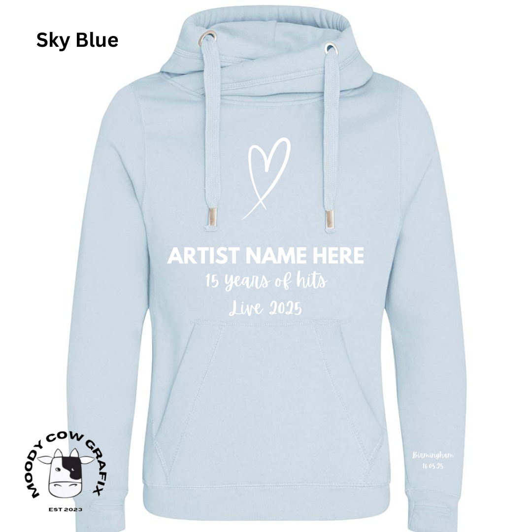 Custom Design - Cross Neck Hibernate Style Hoodie - 15 Years of Hits Live 2025