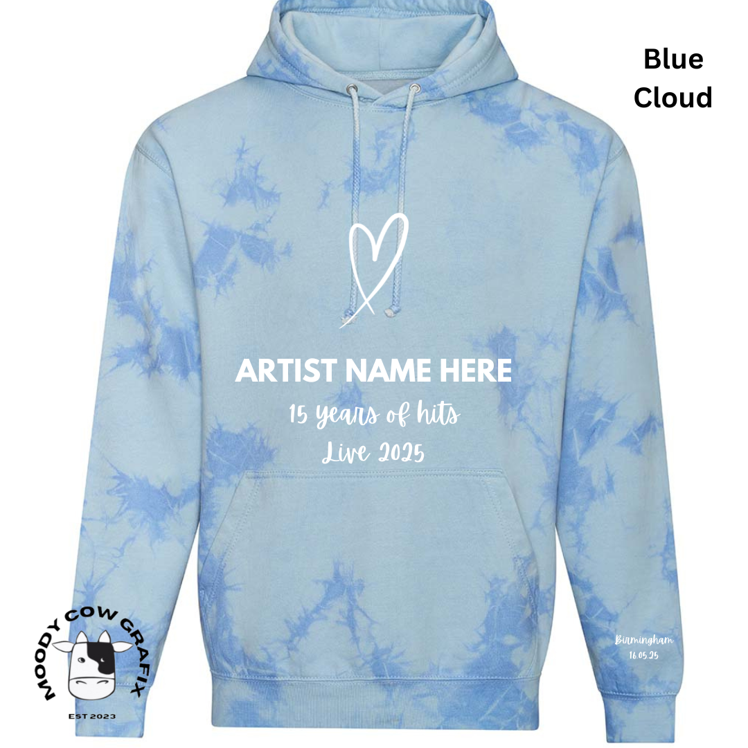 Custom Design -  Tie Dye Hoodie - 15 Years of Hits Live 2025