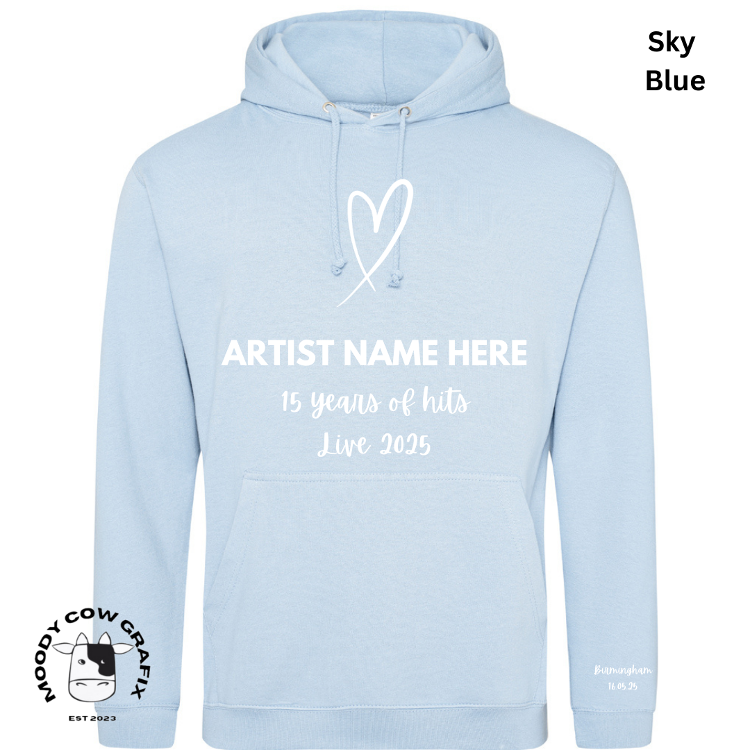 Custom Design Hoodie - 15 Years of Hits Live 2025 - Blues - Set 1 of 2