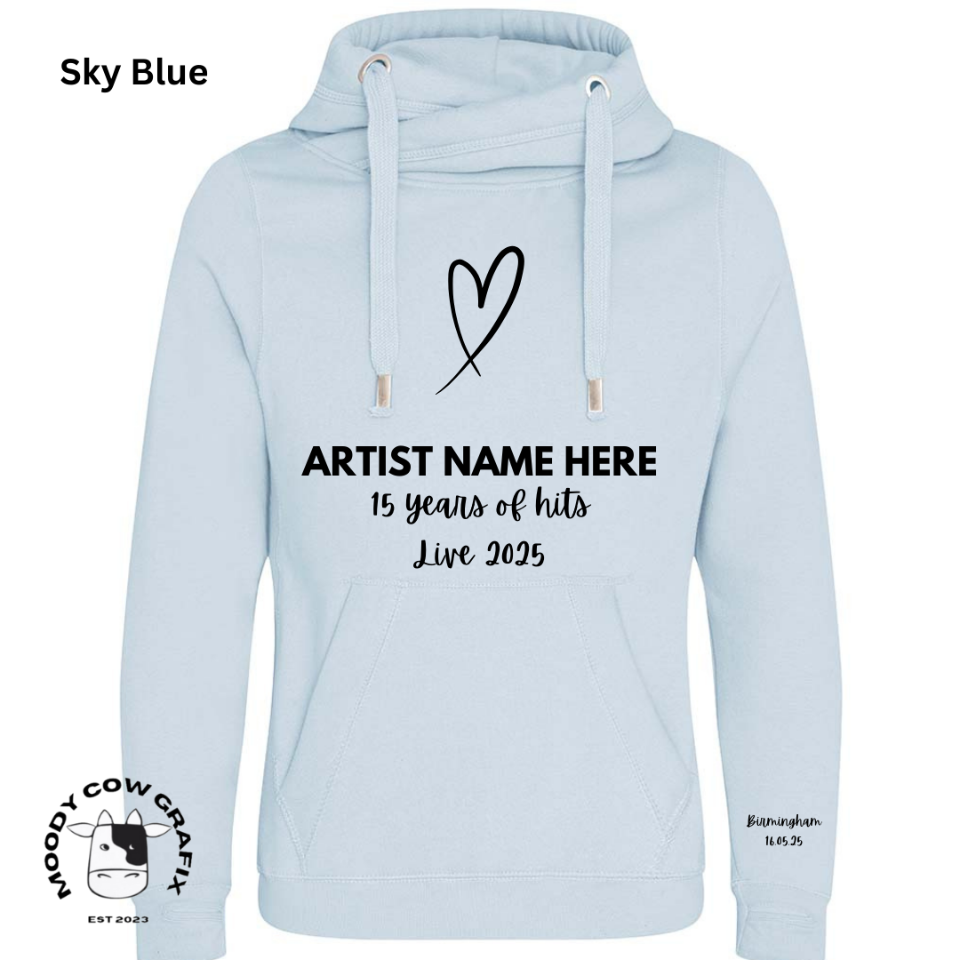 Custom Design - Cross Neck Hibernate Style Hoodie - 15 Years of Hits Live 2025