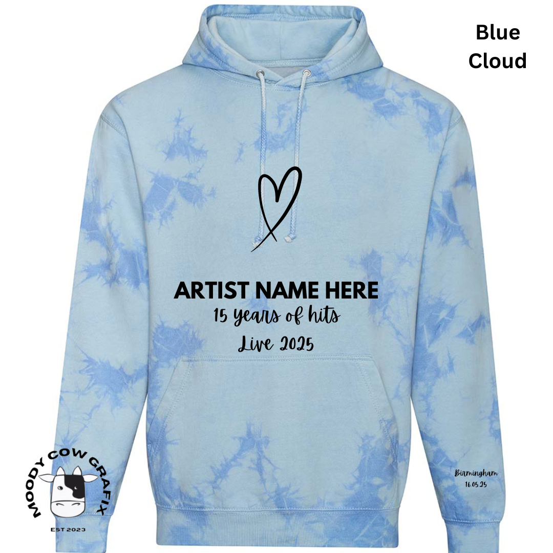 Custom Design -  Tie Dye Hoodie - 15 Years of Hits Live 2025