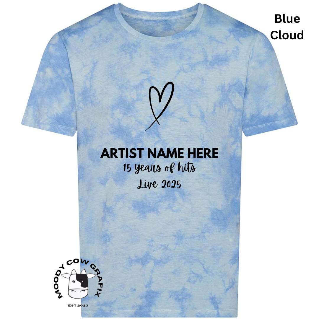 Custom Design Tie Dye T-Shirt - 15 Years of Hits Live 2025