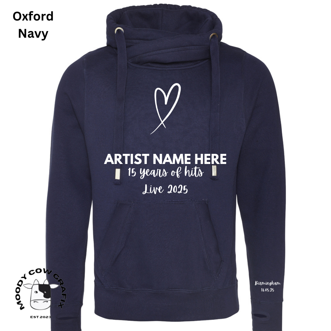 Custom Design - Cross Neck Hibernate Style Hoodie - 15 Years of Hits Live 2025