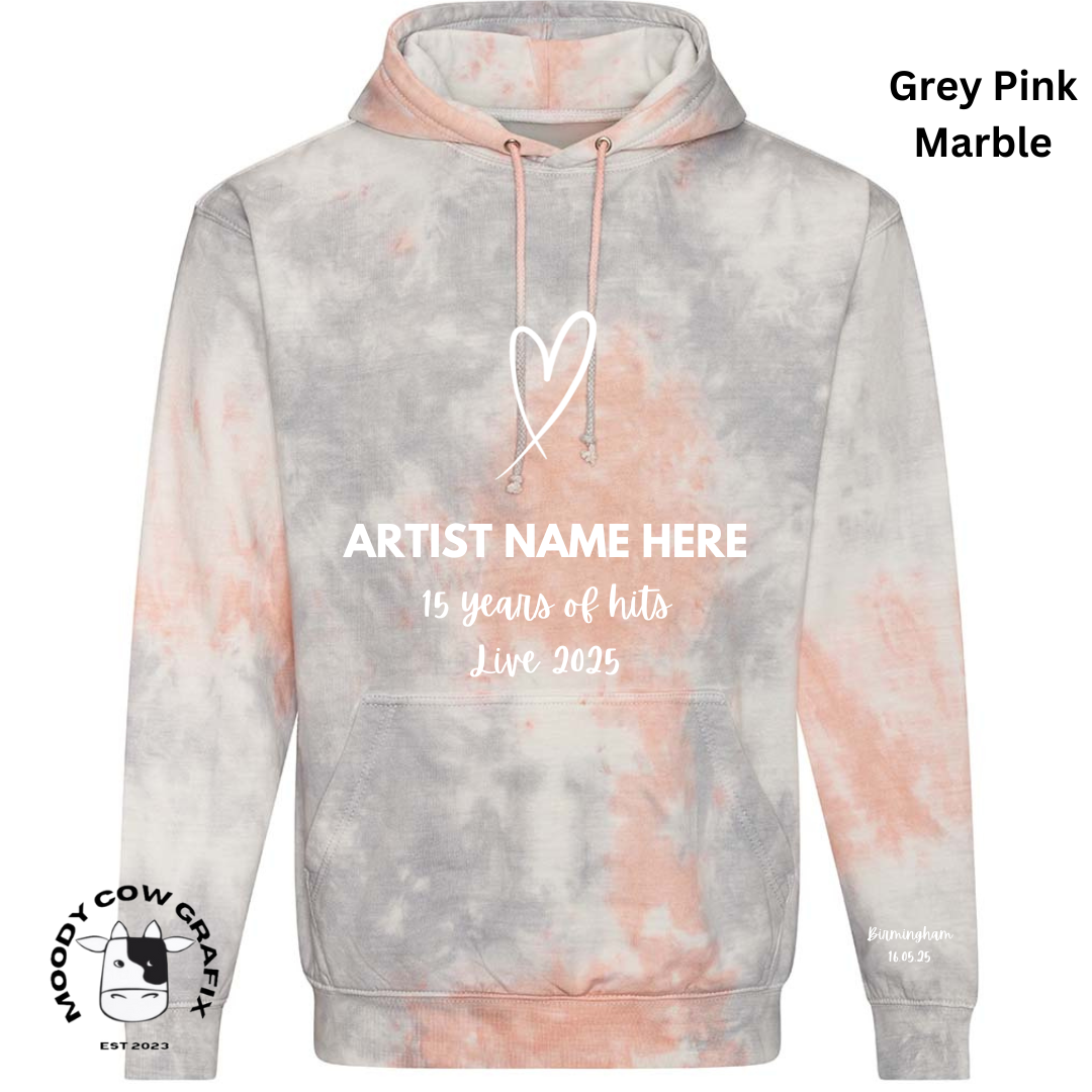 Custom Design -  Tie Dye Hoodie - 15 Years of Hits Live 2025