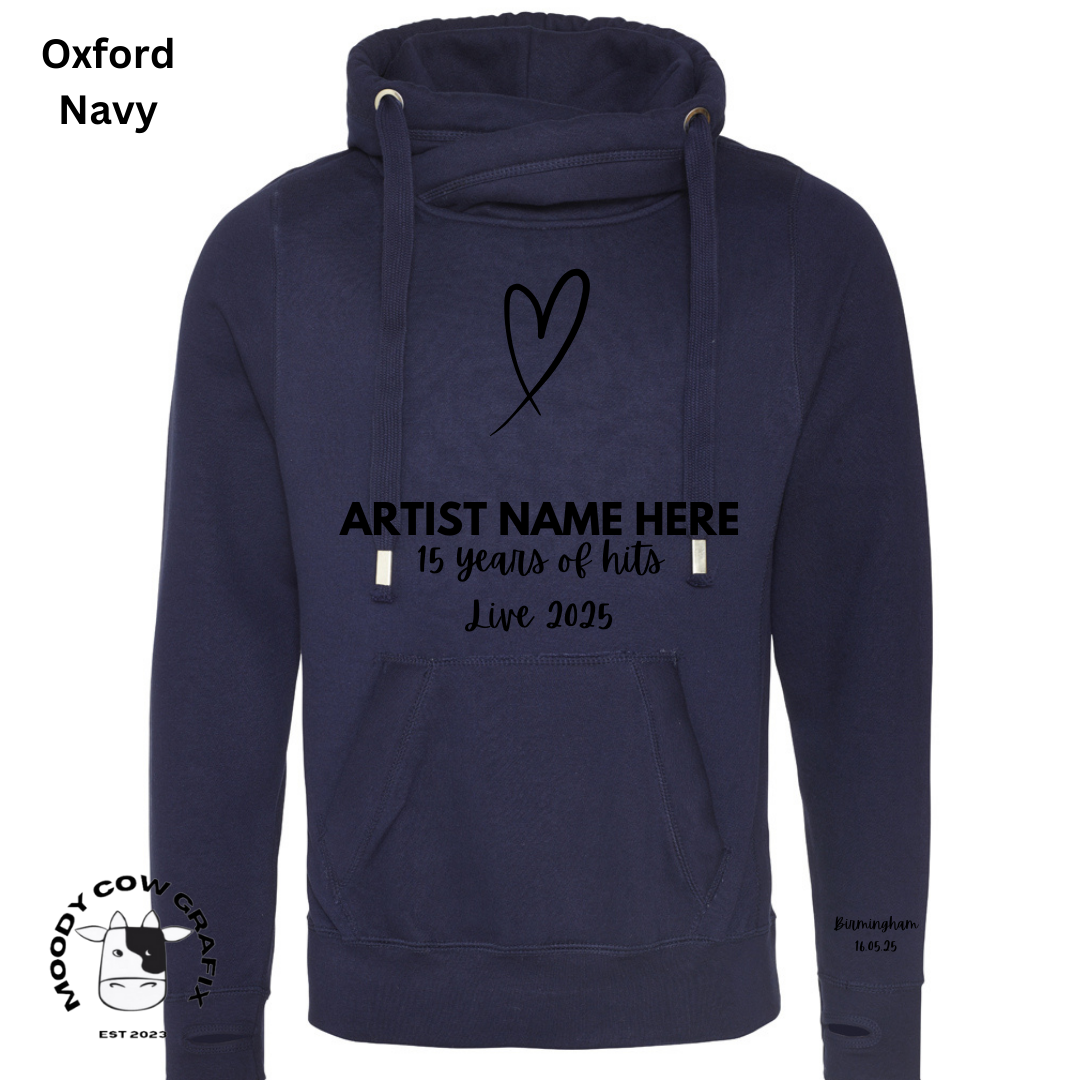 Custom Design - Cross Neck Hibernate Style Hoodie - 15 Years of Hits Live 2025