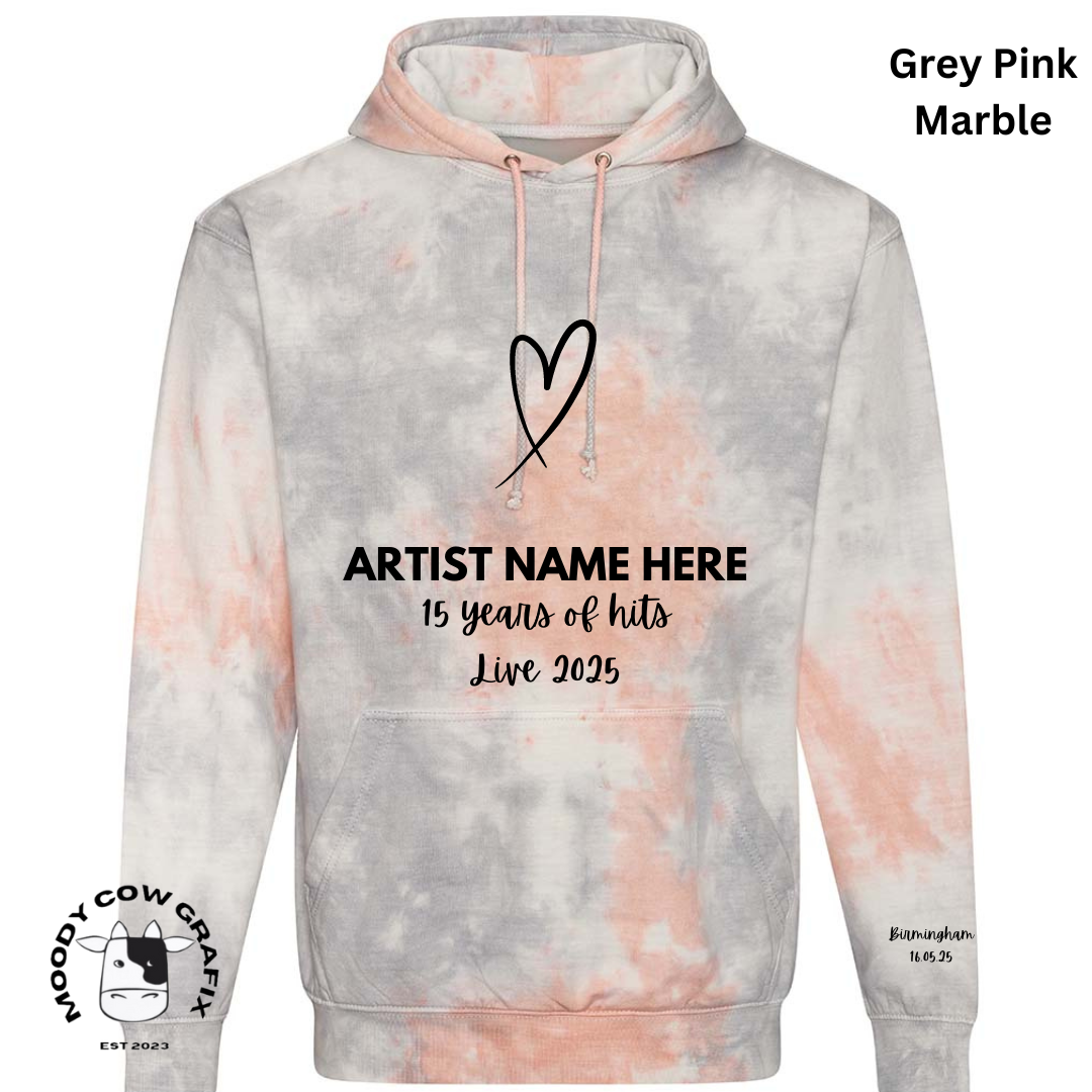 Custom Design -  Tie Dye Hoodie - 15 Years of Hits Live 2025