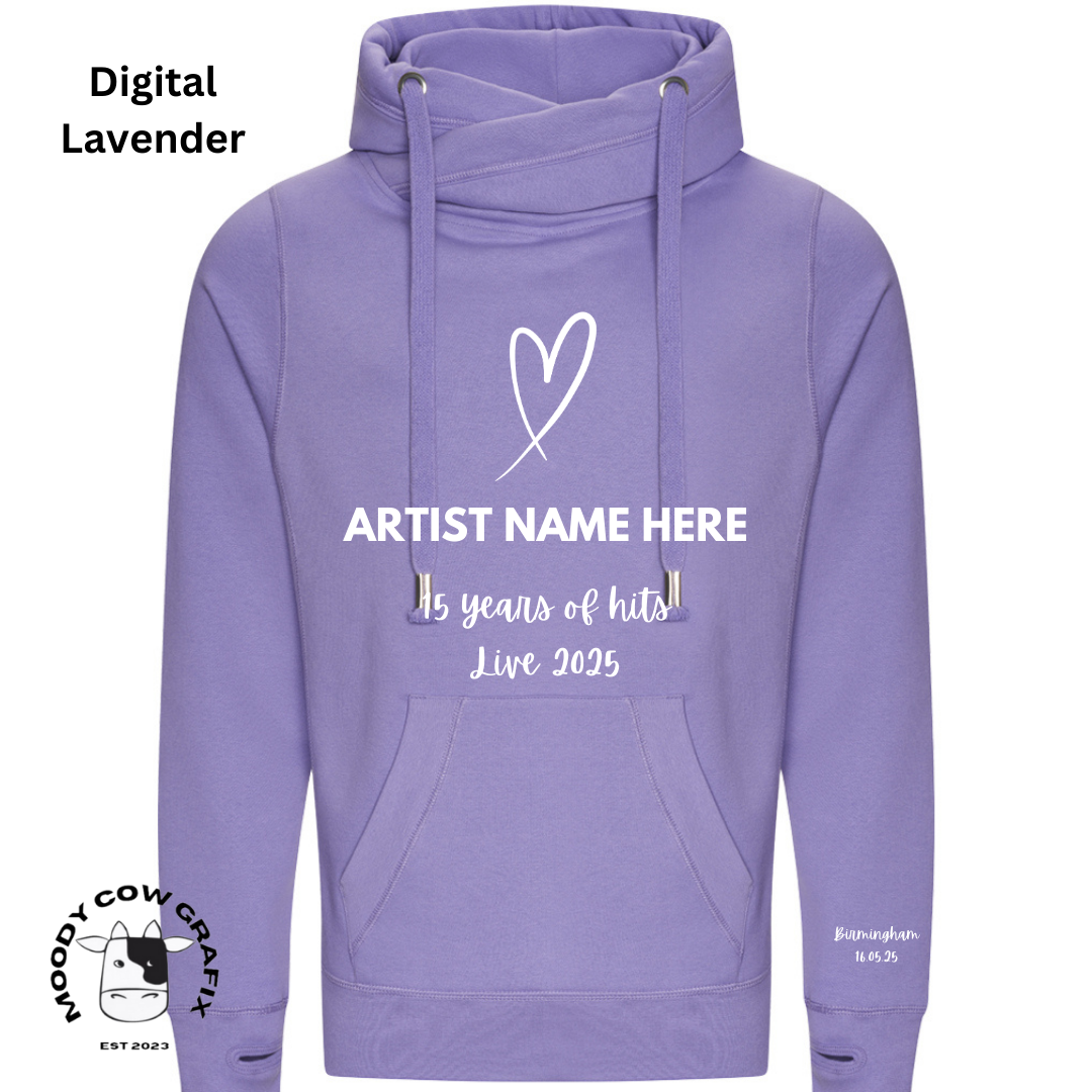 Custom Design - Cross Neck Hibernate Style Hoodie - 15 Years of Hits Live 2025