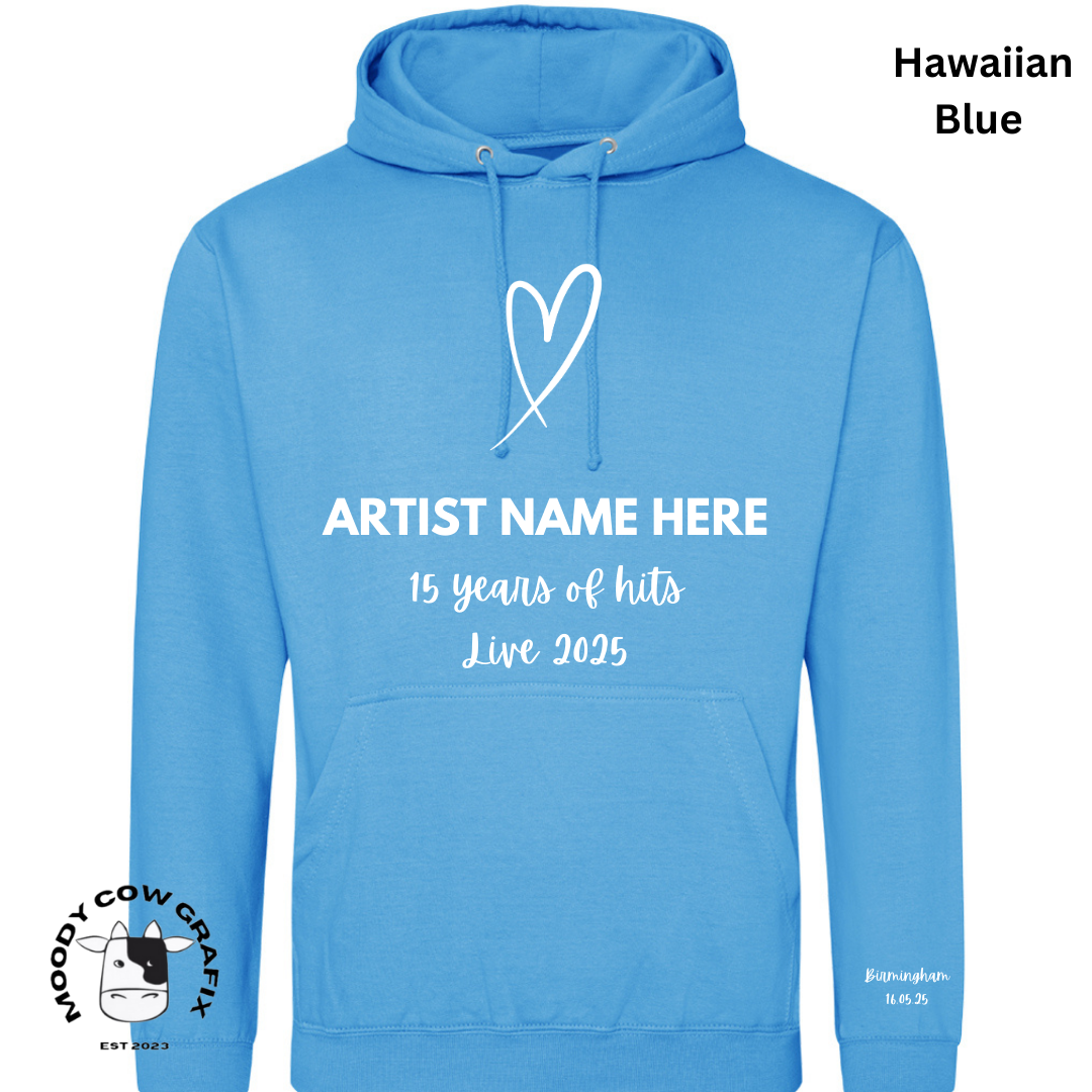 Custom Design Hoodie - 15 Years of Hits Live 2025 - Blues - Set 1 of 2