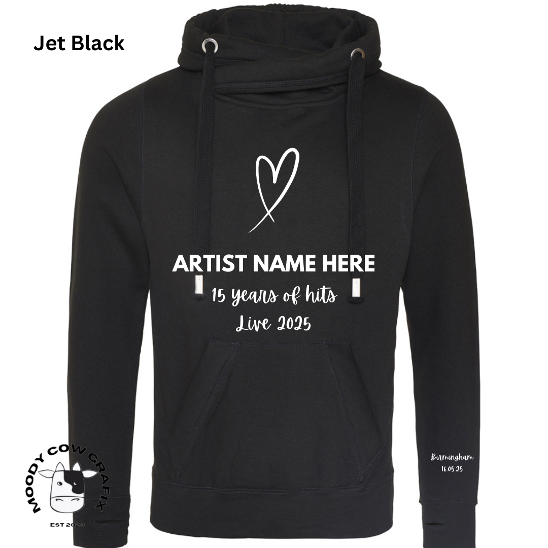 Custom Design - Cross Neck Hibernate Style Hoodie - 15 Years of Hits Live 2025