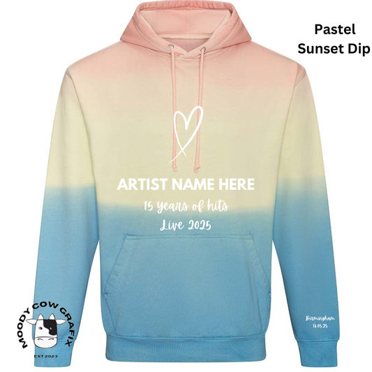 Custom Design -  Tie Dye Hoodie - 15 Years of Hits Live 2025