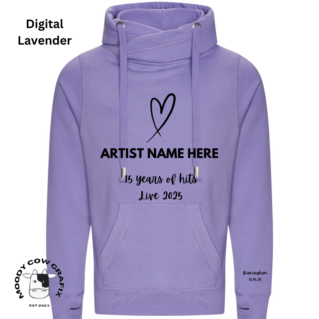 Custom Design - Cross Neck Hibernate Style Hoodie - 15 Years of Hits Live 2025