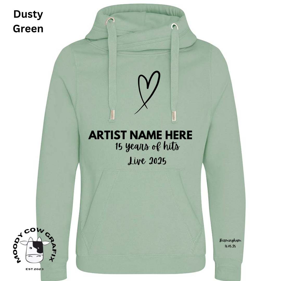 Custom Design - Cross Neck Hibernate Style Hoodie - 15 Years of Hits Live 2025