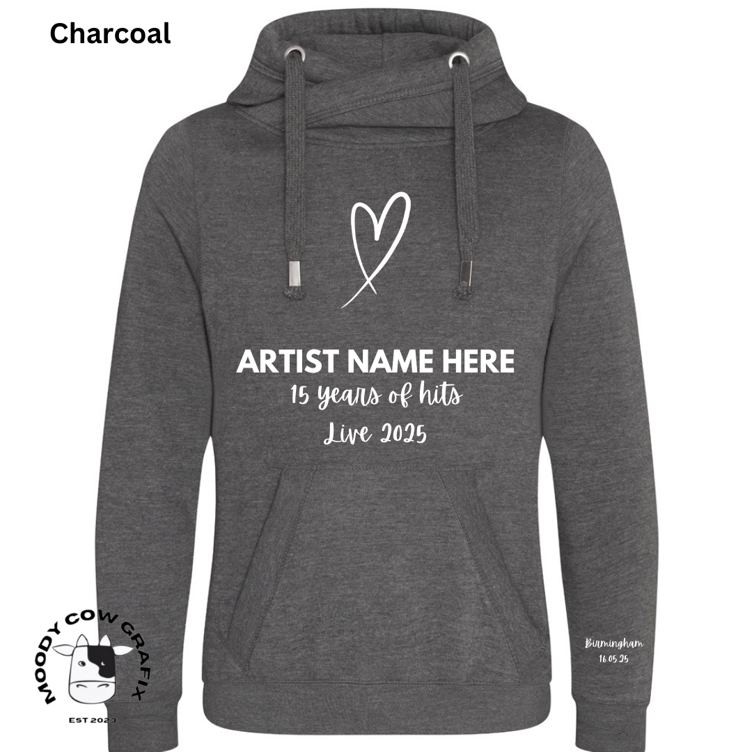 Custom Design - Cross Neck Hibernate Style Hoodie - 15 Years of Hits Live 2025