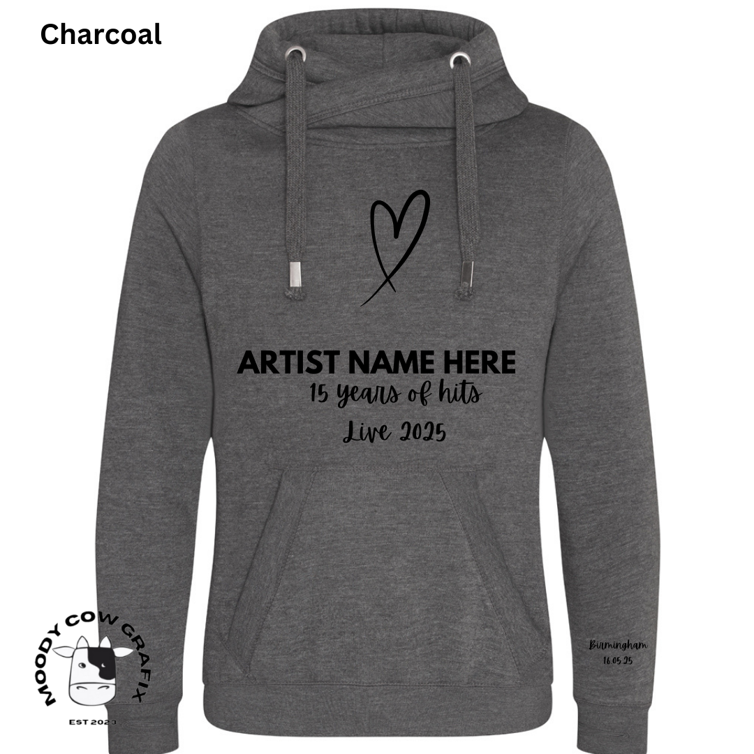 Custom Design - Cross Neck Hibernate Style Hoodie - 15 Years of Hits Live 2025