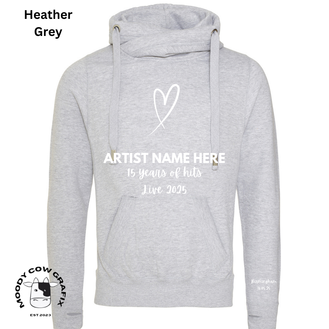 Custom Design - Cross Neck Hibernate Style Hoodie - 15 Years of Hits Live 2025