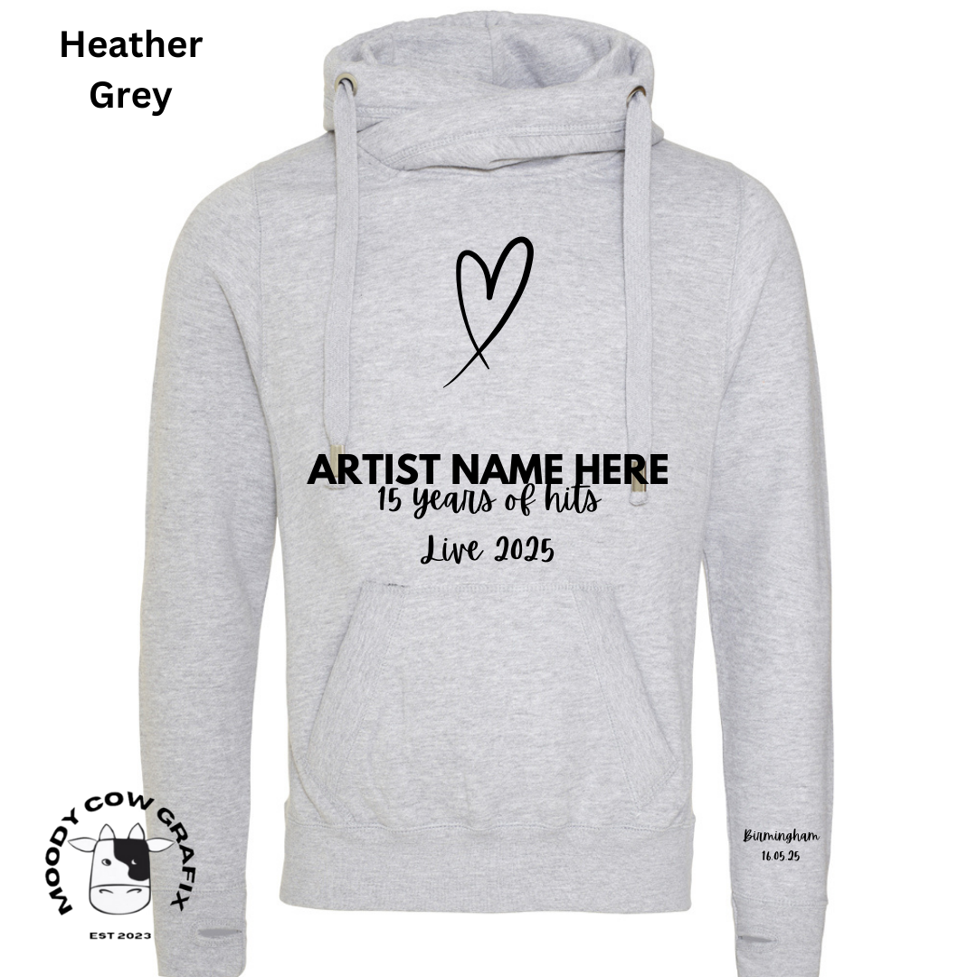 Custom Design - Cross Neck Hibernate Style Hoodie - 15 Years of Hits Live 2025