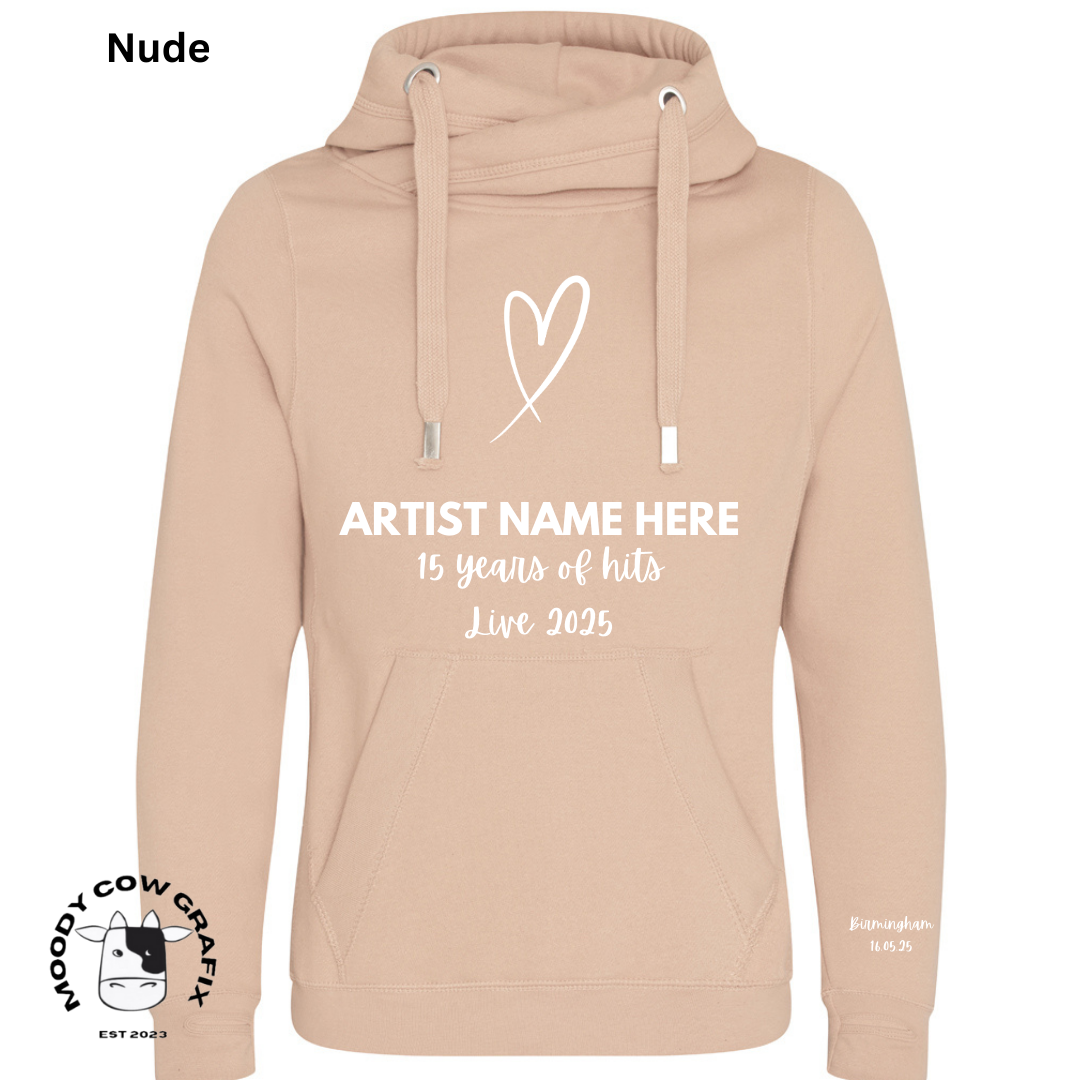 Custom Design - Cross Neck Hibernate Style Hoodie - 15 Years of Hits Live 2025