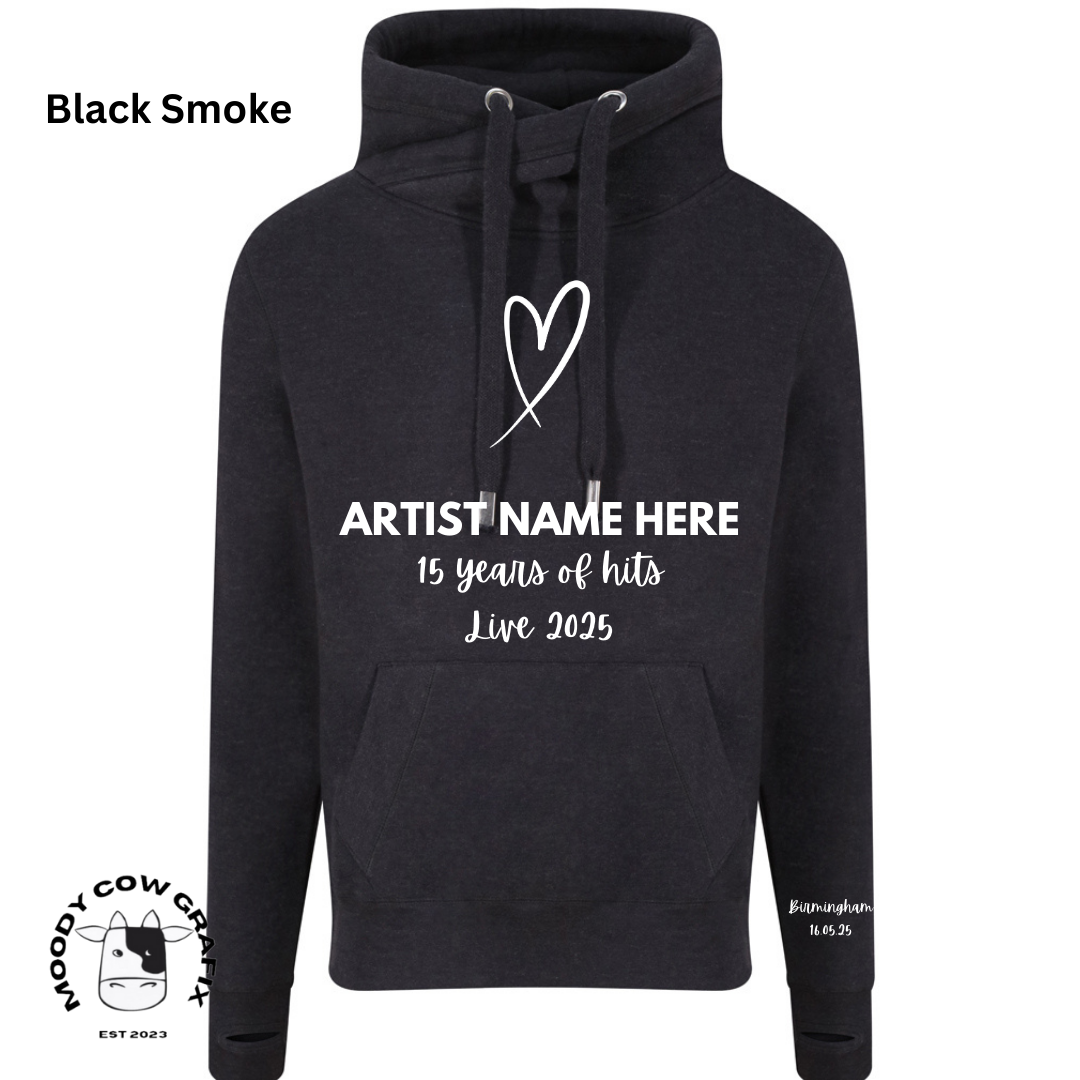 Custom Design - Cross Neck Hibernate Style Hoodie - 15 Years of Hits Live 2025