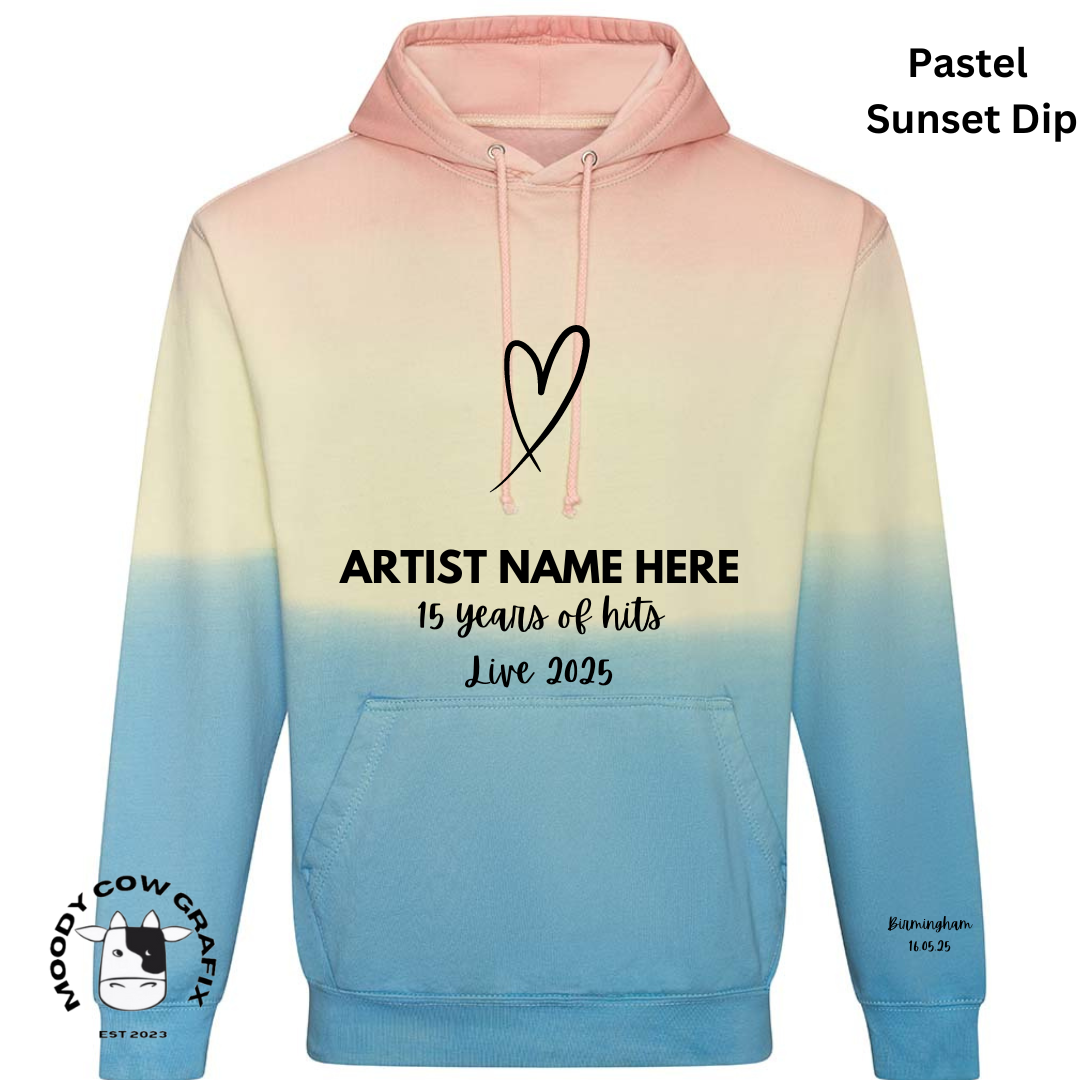 Custom Design -  Tie Dye Hoodie - 15 Years of Hits Live 2025