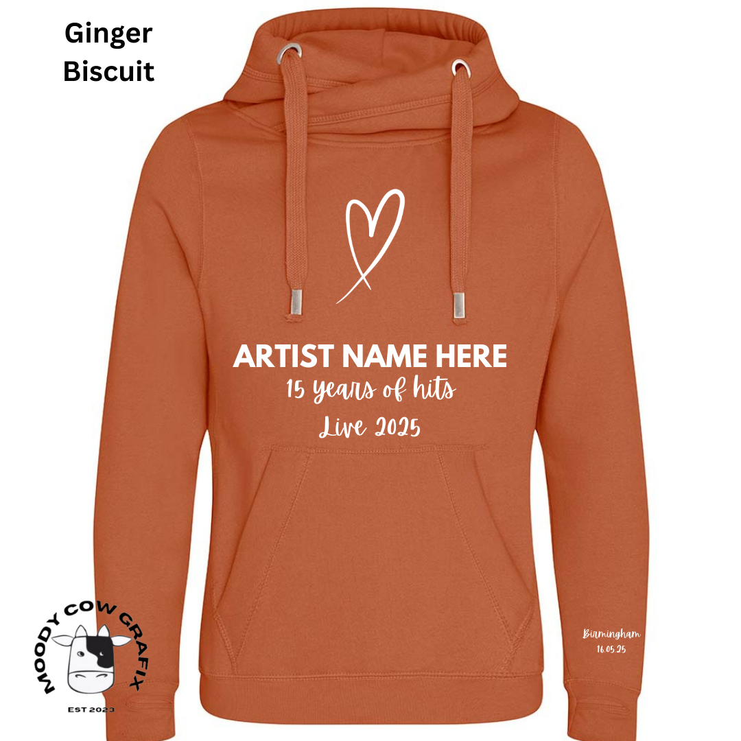 Custom Design - Cross Neck Hibernate Style Hoodie - 15 Years of Hits Live 2025