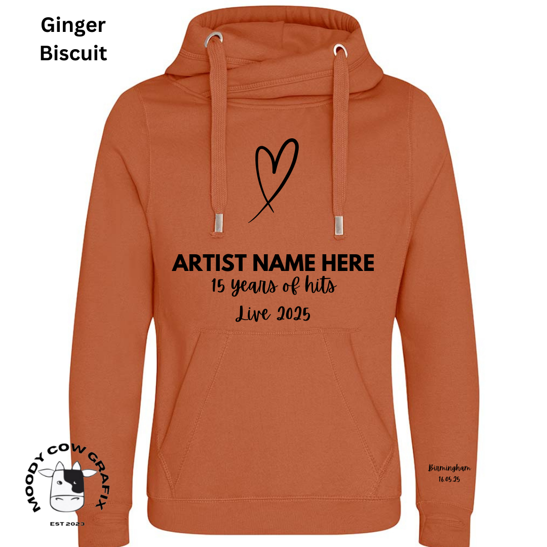 Custom Design - Cross Neck Hibernate Style Hoodie - 15 Years of Hits Live 2025