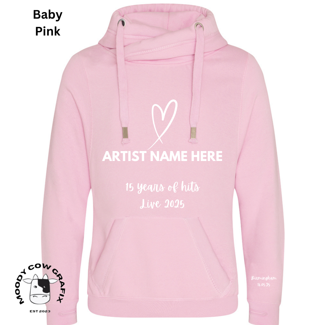 Custom Design - Cross Neck Hibernate Style Hoodie - 15 Years of Hits Live 2025