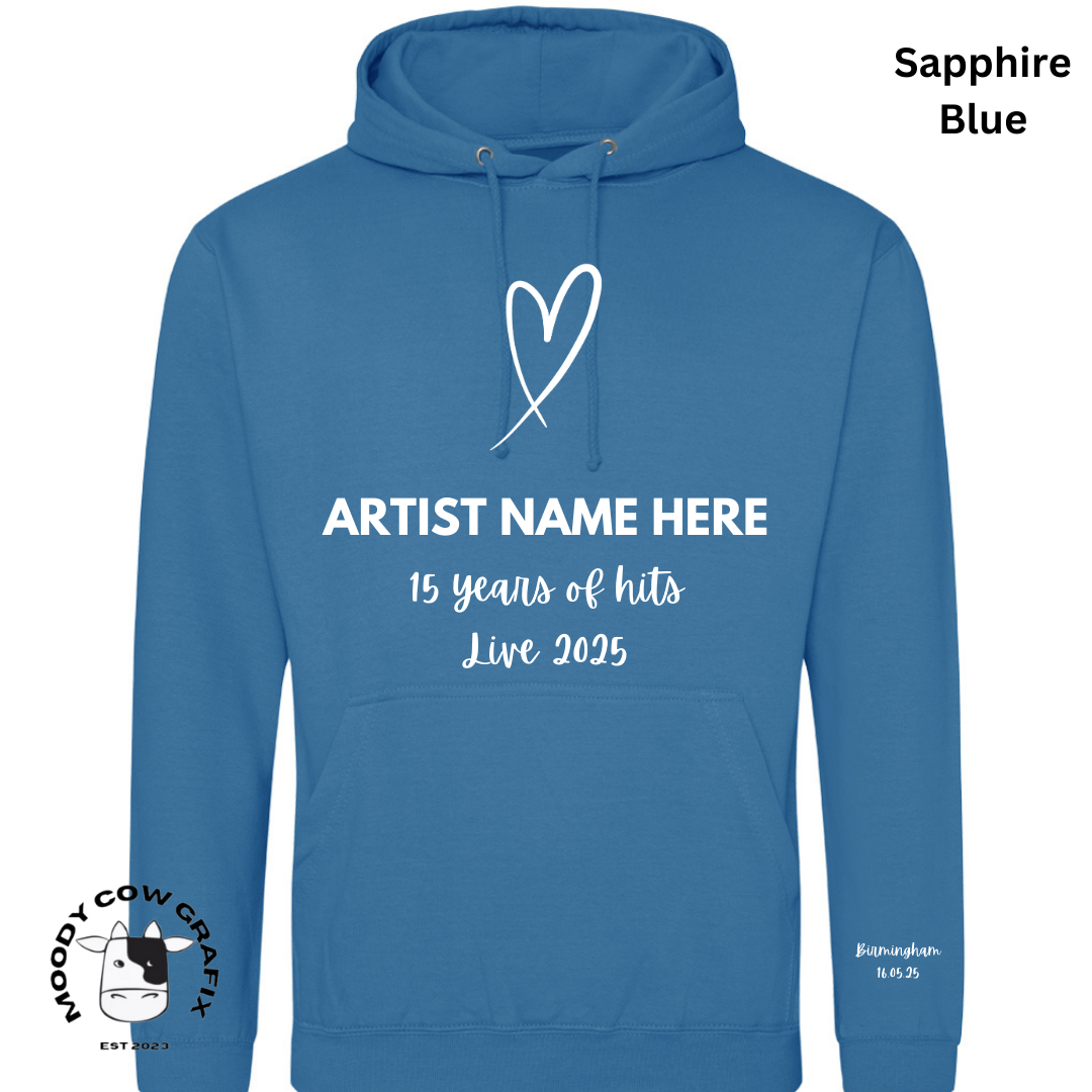 Custom Design Hoodie - 15 Years of Hits Live 2025 - Blues - Set 2 of 2