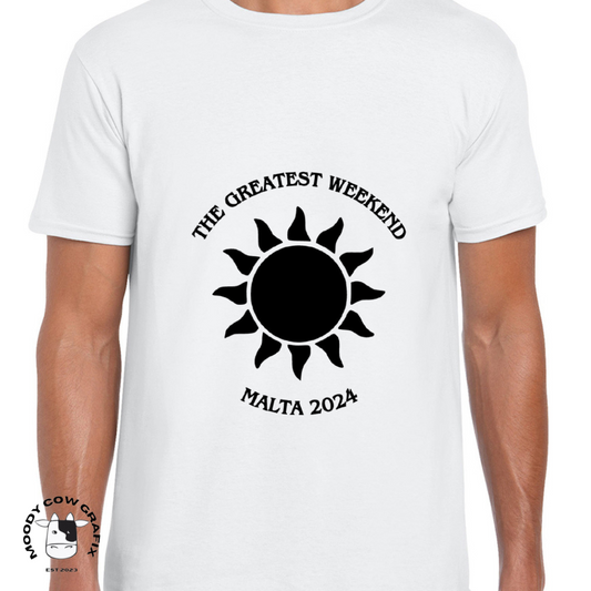 Custom Design Malta 2024 T-Shirt - The Greatest Weekend - Curved Design