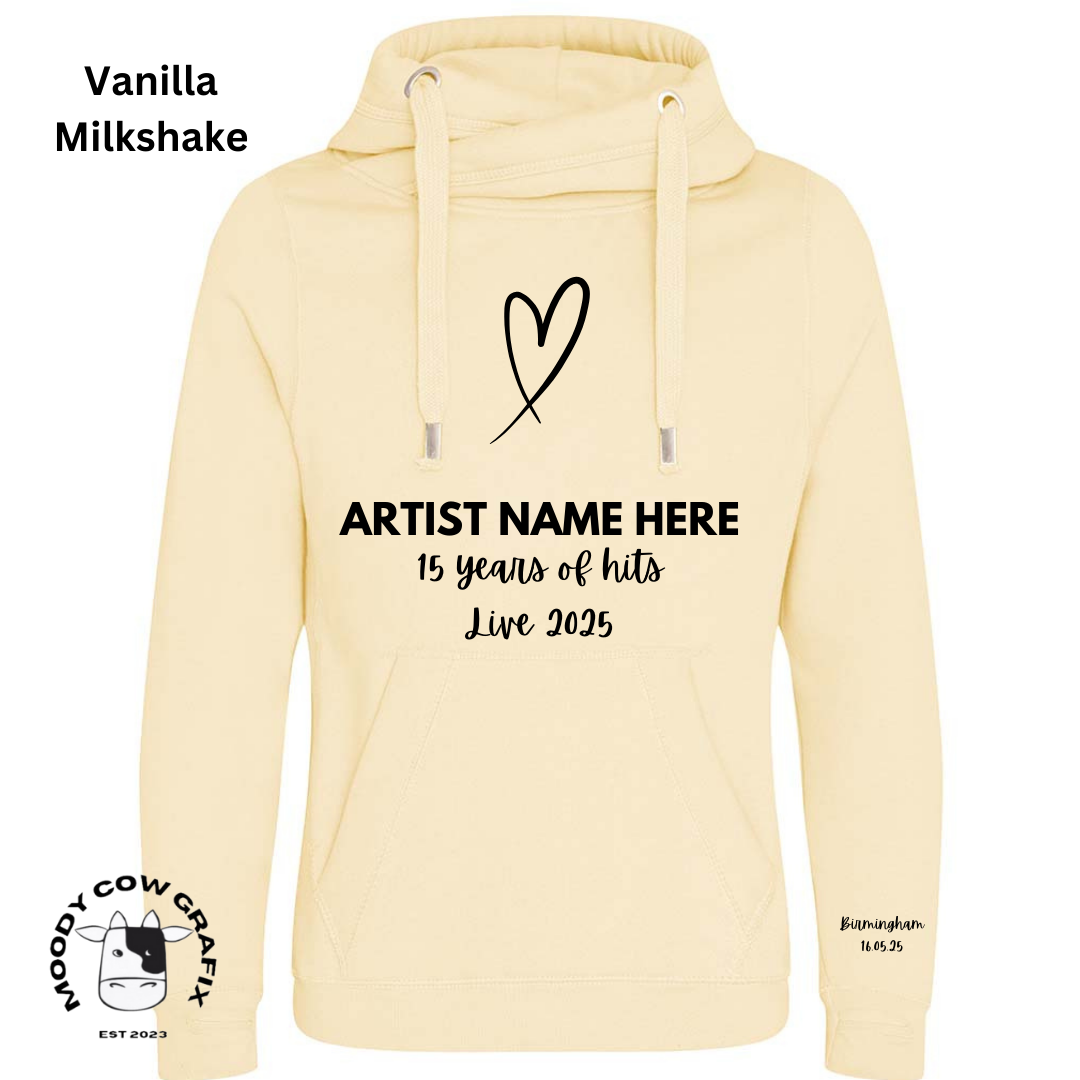 Custom Design - Cross Neck Hibernate Style Hoodie - 15 Years of Hits Live 2025