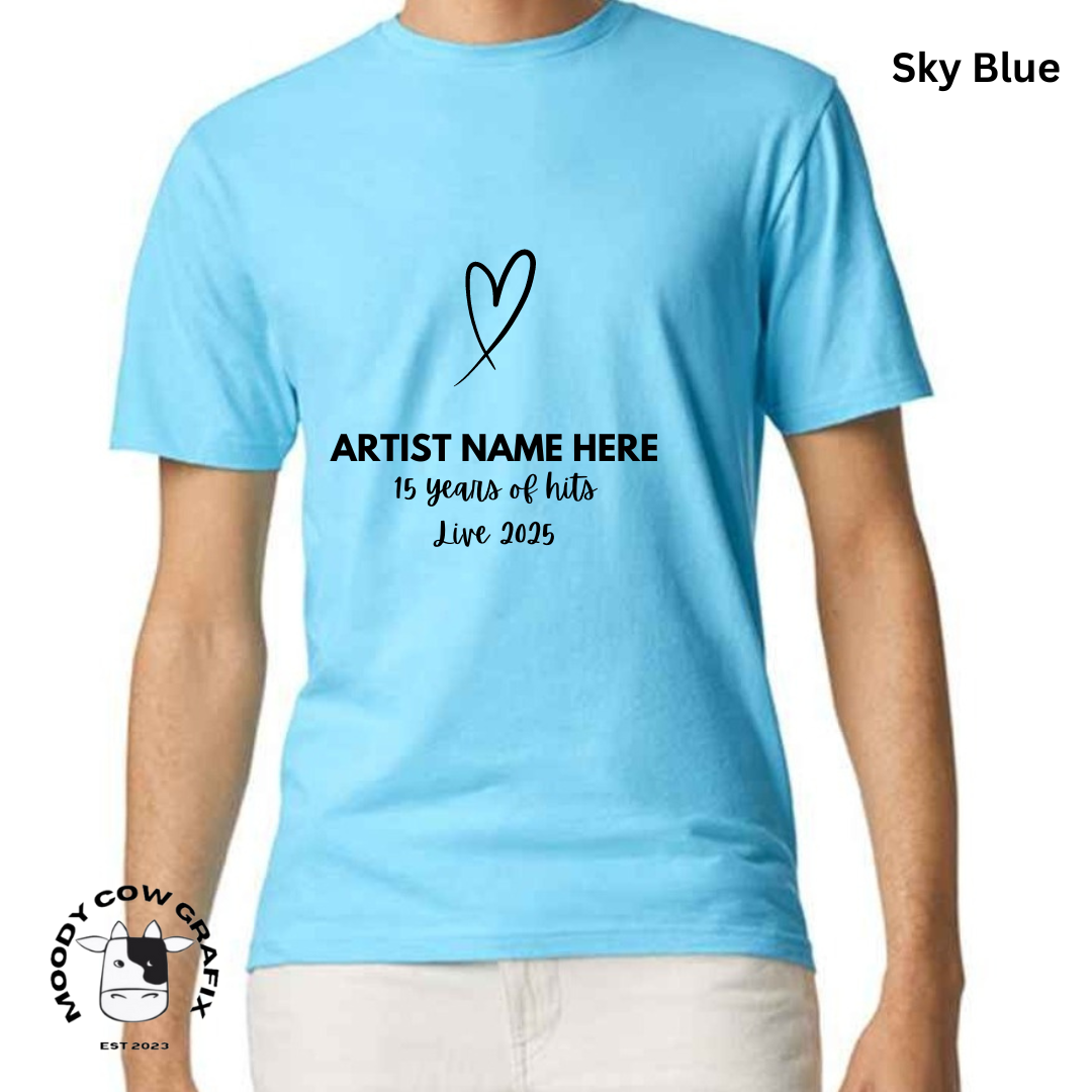 Custom Design -Unisex T-Shirt (Blue Colours) - 15 Years of Hits Live 2025