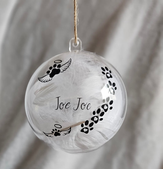 Personalised Feather Pet Memory Bauble