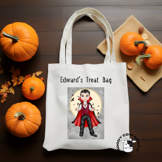 Personalised 'Edward the Vampire' Halloween Tote Bag