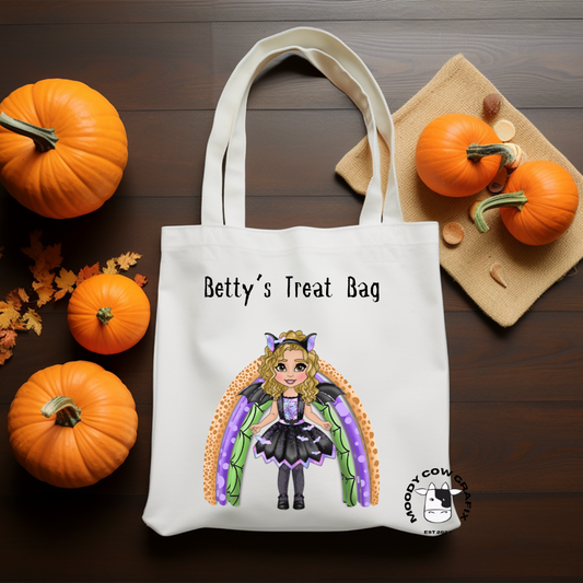 Personalised 'Betty the Bat Witch' Halloween Tote Bag