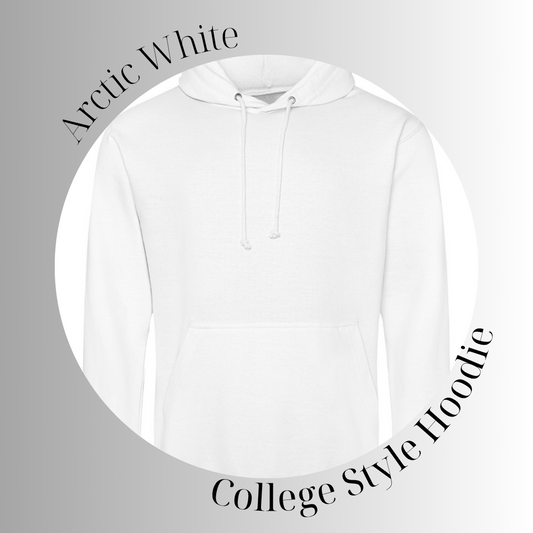 Custom Design Unisex College Style Hoodie Extra Small - Arctic White - 15 Years of Hits Live 2025.