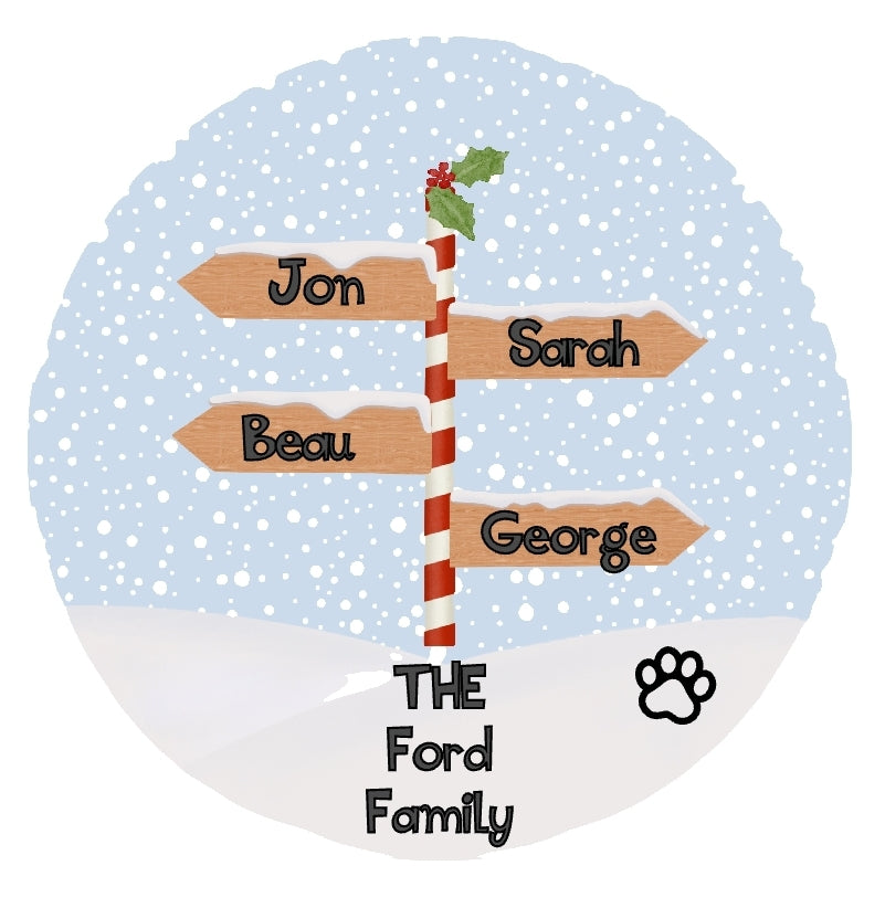 Personalised Signpost Ornament.