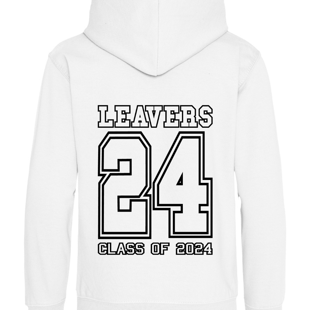Leavers Hoodie, Class of 24 - Black, White, Blue - Adult Sizes