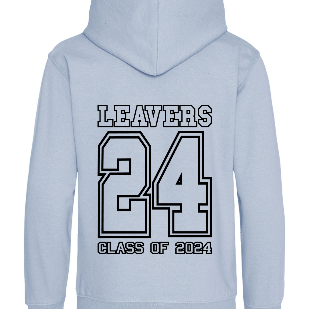 Leavers Hoodie, Class of 24 - Black, White, Blue - Children's Sizes